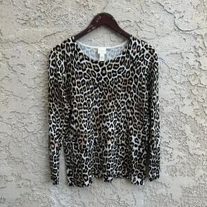 Chico’s Lightweight Knit Cheetah Print Sweater Size 1 (Medium)